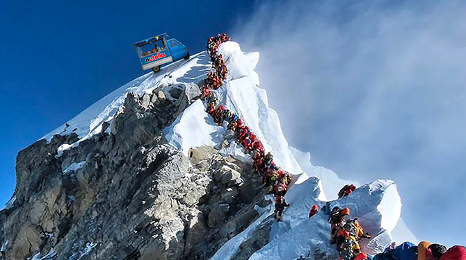 Eerste Nutella-winkel geopend bovenaan Mount Everest